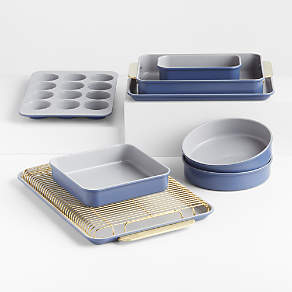 Caraway Home 7-Piece Navy Blue Non-Stick Ceramic Cookware Set + Reviews, Crate & Barrel