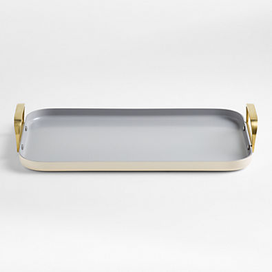 View Caraway ® Cream Ceramic Non-Stick Double Burner Griddle with Gold Hardware details