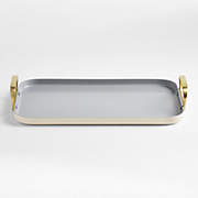 Caraway ® Cream Ceramic Non-Stick Square Grill Pan with Gold Hardware