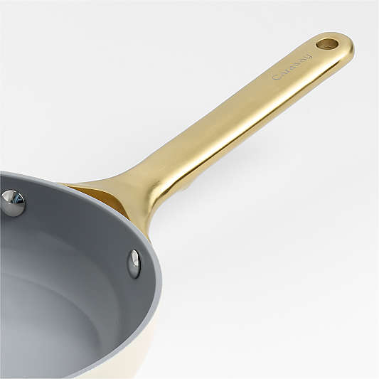 Caraway ® Cream Ceramic Non-Stick 8" Mini Fry Pan with Gold Hardware