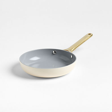 View Caraway ® Cream Ceramic Non-Stick 8" Mini Fry Pan with Gold Hardware details