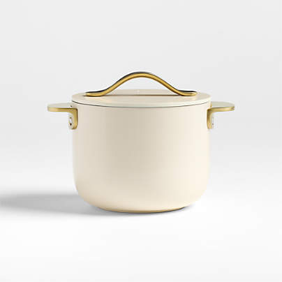 Caraway ® Cookware Plus Cream and Gold 2-Qt. Petite Ceramic Cooker with Lid