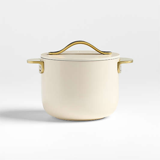 Caraway ® Cookware Plus Cream and Gold 2-Qt. Petite Ceramic Cooker with Lid