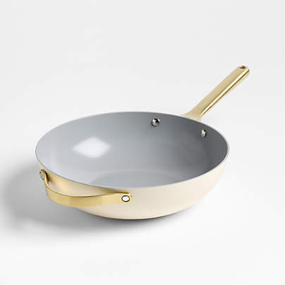 Caraway Cookware Plus Cream and Gold Stirfry Pan