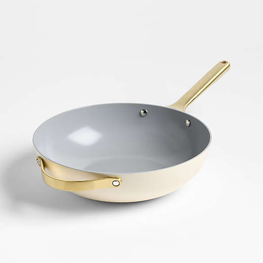 Caraway Cookware Plus Cream and Gold Stirfry Pan
