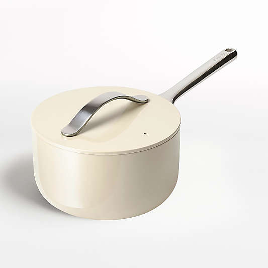 Caraway Home Cream Non-Stick Ceramic Saucepan