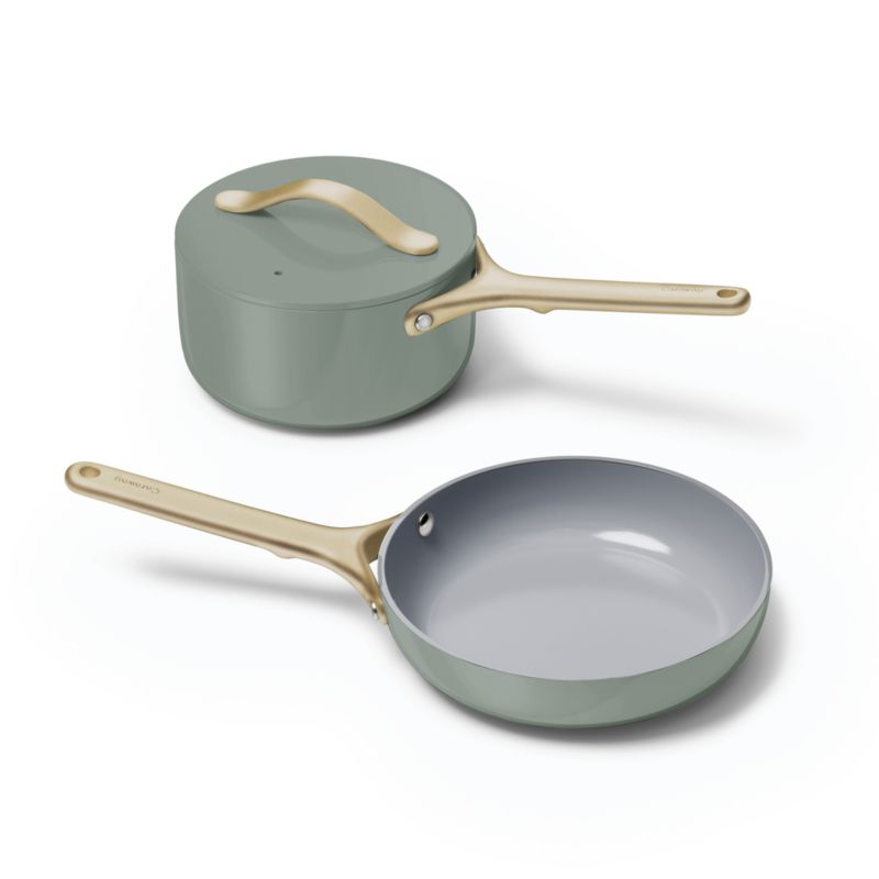 Caraway ® Coastline Ceramic Nonstick Mini Fry Pan & Sauce Pan Cookware Duo with Champagne Hardware - image 4 of 5