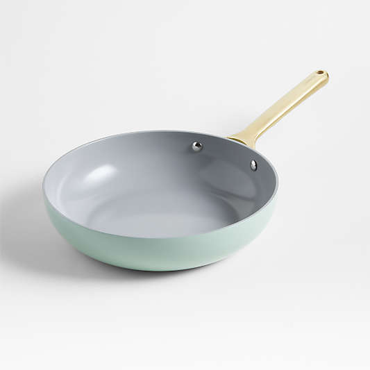 Caraway Silt Green Non-Stick Ceramic Fry Pan with Gold Hardware with Gold Hardware