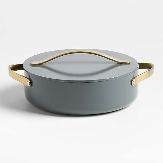 Caraway ® Cookware Plus 6-Qt. Graphite Ceramic Nonstick Rondeau Pan with Gold Hardware