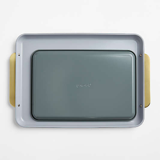 Caraway ® Graphite Ceramic Nonstick 2-Piece Baking Sheet Duo with Gold Hardware