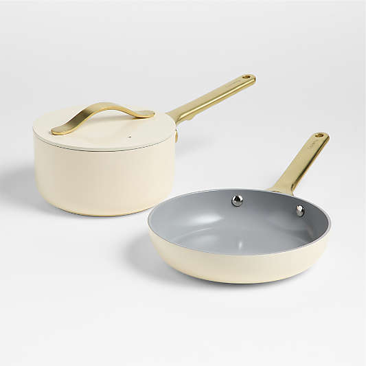 Caraway ® Cream Mini Cookware Duo with Gold Hardware