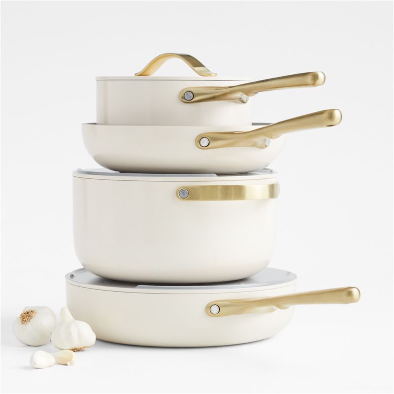 Caraway Home 7-Piece Cream Ceramic Non-Stick Cookware Set with Gold Hardware - image 7 of 7