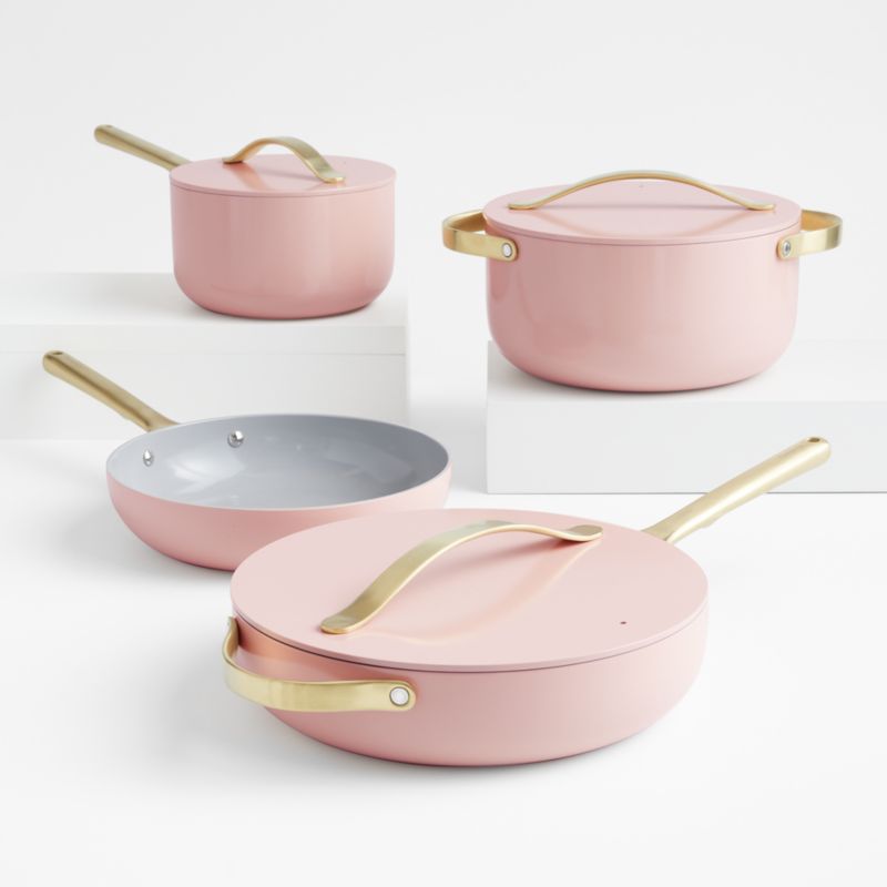 Caraway Home 7-Piece Rose Quartz Pink Ceramic Non-Stick Cookware Set with  Gold Hardware + Reviews