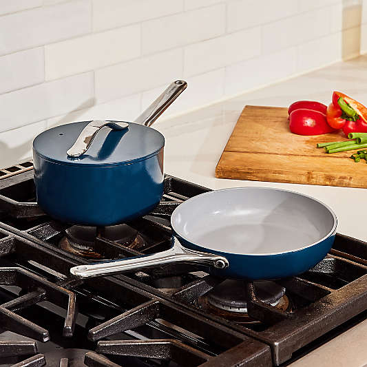 Caraway ® Navy Ceramic Nonstick Mini Fry Pan & Sauce Pan Cookware Duo