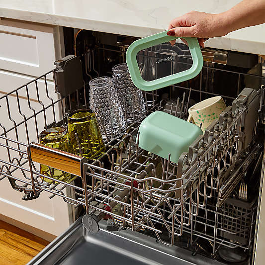 Caraway ® Mist Mini 9-Piece Ceramic-Coated Glass Food Storage Container Set with Glass-Silicone Lids