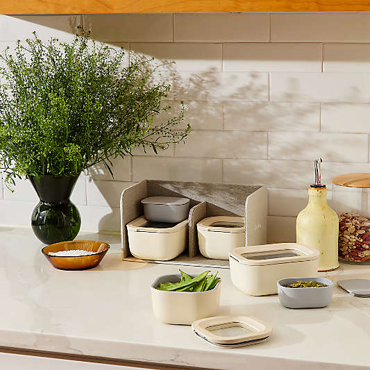 Caraway ® Grey Mini 11-Piece Ceramic-Coated Glass Food Storage Container Set with Glass-Silicone Lids