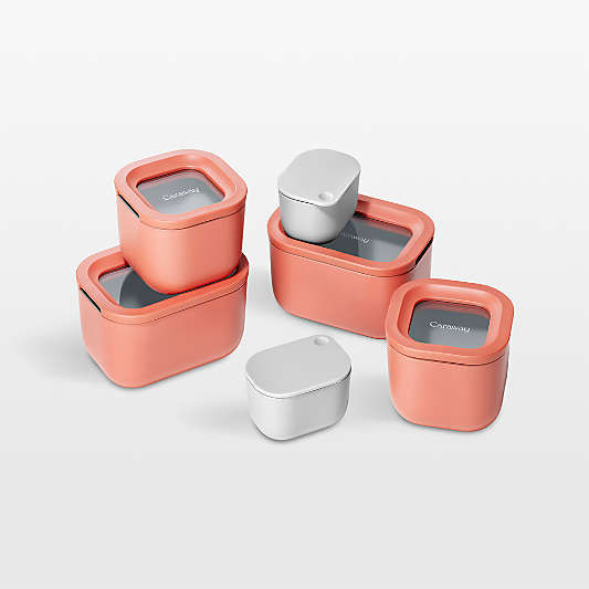 Caraway Perracotta Mini 11-Piece Ceramic-Coated Glass Food Storage Container Set with Glass-Silicone Lids