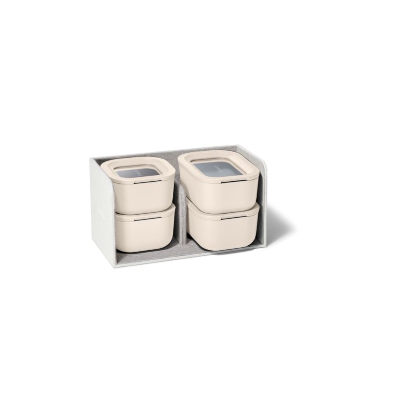 Caraway ® Cream Mini 11-Piece Ceramic-Coated Glass Food Storage Container Set with Glass-Silicone Lids - image 3 of 4