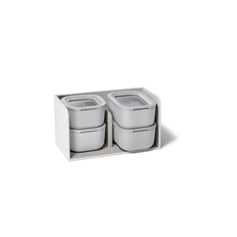 Caraway ® Grey Mini 11-Piece Ceramic-Coated Glass Food Storage Container Set with Glass-Silicone Lids - image 3 of 4