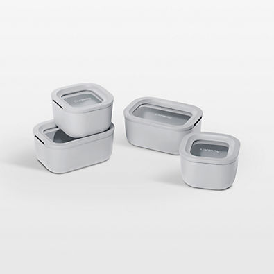View Caraway ® Grey Mini 9-Piece Ceramic-Coated Glass Food Storage Container Set with Glass-Silicone Lids details