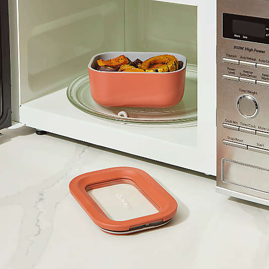 Caraway ® Perracotta Mini 9-Piece Ceramic-Coated Glass Food Storage Container Set with Glass-Silicone Lids