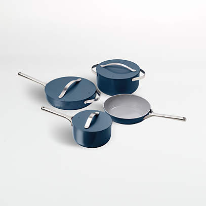 Caraway Home 7-Piece Sapphire Blue Ceramic Non-Stick Cookware Set with Gold  Hardware + Reviews