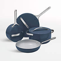 Caraway Navy Ceramic Non-Stick 12-Piece Cookware Set + Reviews | Crate & Barrel