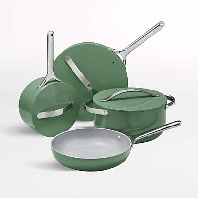 Caraway Home 7-Piece Silt Green Non-Stick Ceramic Cookware Set + Reviews, Crate & Barrel