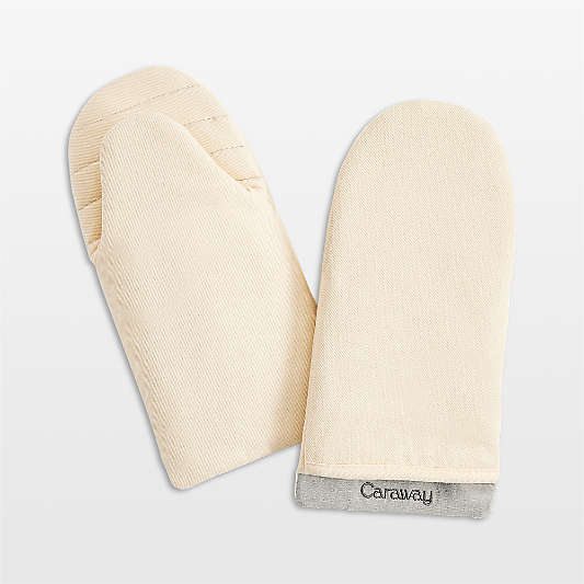 Caraway Organic Cotton Cream Oven Mitt, Set of 2