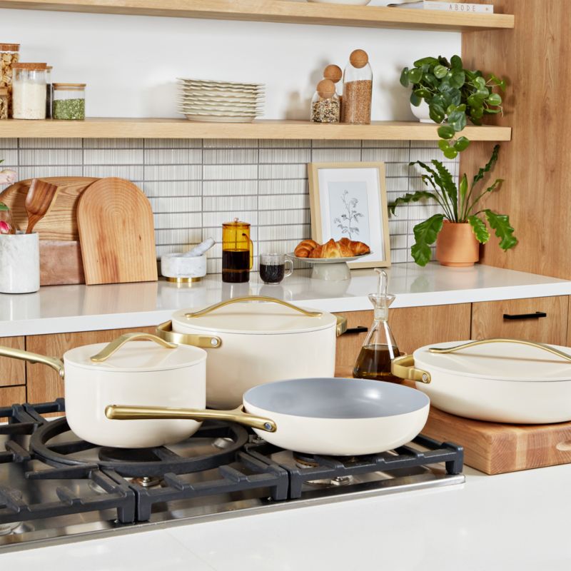 Caraway Cream Non-Stick Ceramic Fry Pan with Gold Hardware - image 1 of 5