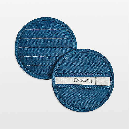 Caraway Organic Cotton Navy Pot Holder, Set of 2