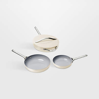 Caraway ® Cream Ceramic Nonstick 4-Piece Fry Pan Cookware Set