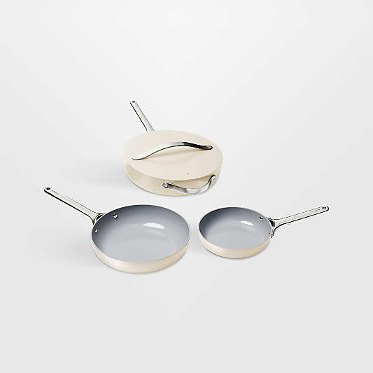 Caraway ® Cream Ceramic Non-Stick 4-Piece Fry Pan Cookware Set