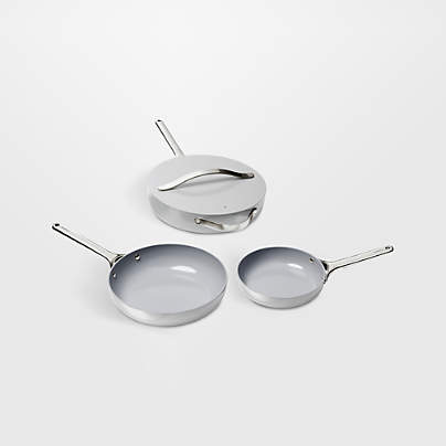 Caraway ® Grey Ceramic Nonstick 4-Piece Fry Pan Cookware Set