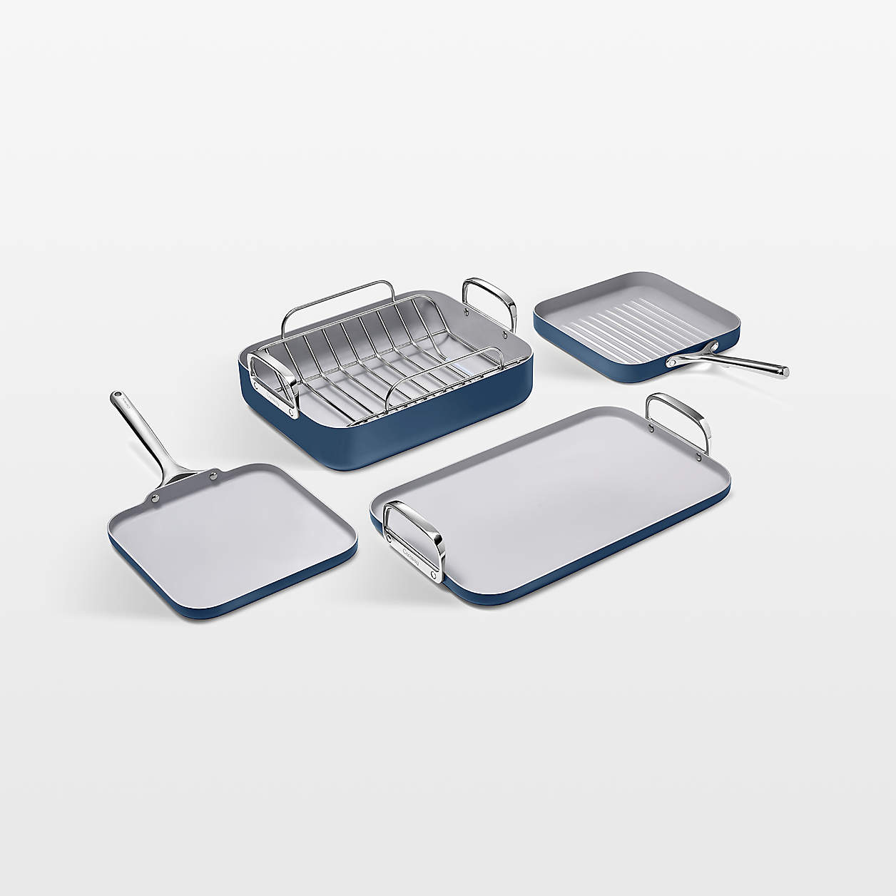 Caraway Navy Ceramic NonStick 5Piece Cookware Set + Reviews Crate & Barrel