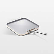 Caraway ® Cream Ceramic Non-Stick Square Grill Pan with Gold Hardware