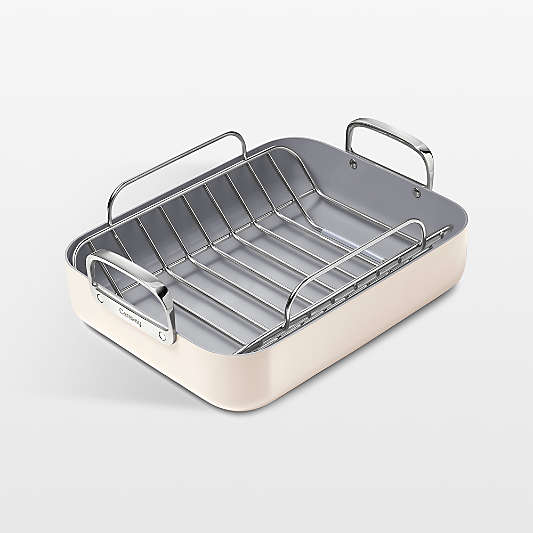 Caraway ® Cream Ceramic Non-Stick Roasting Pan with Rack