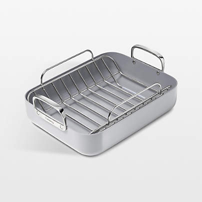 Caraway ® Grey Ceramic Non-Stick Roasting Pan with Rack