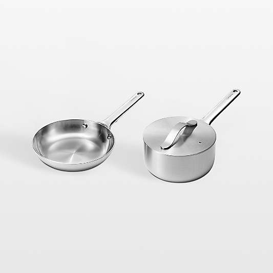 Caraway ® Stainless Steel Mini Fry Pan and Stainless Steel Mini Saucepan Duo