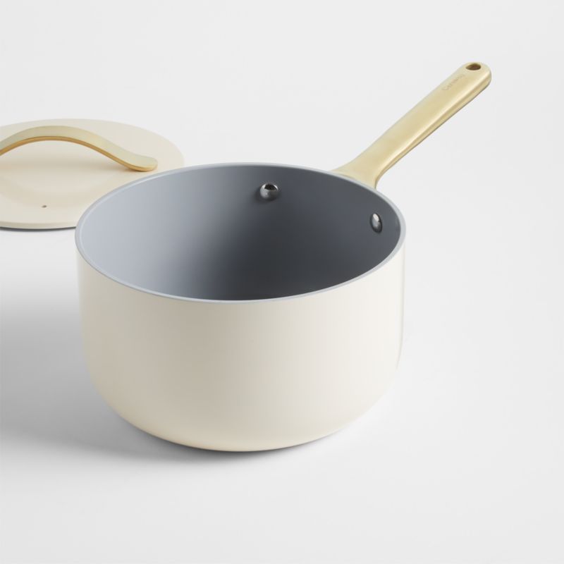 Caraway Cream Non-Stick Ceramic Saucepan with Gold Hardware - image 6 of 7