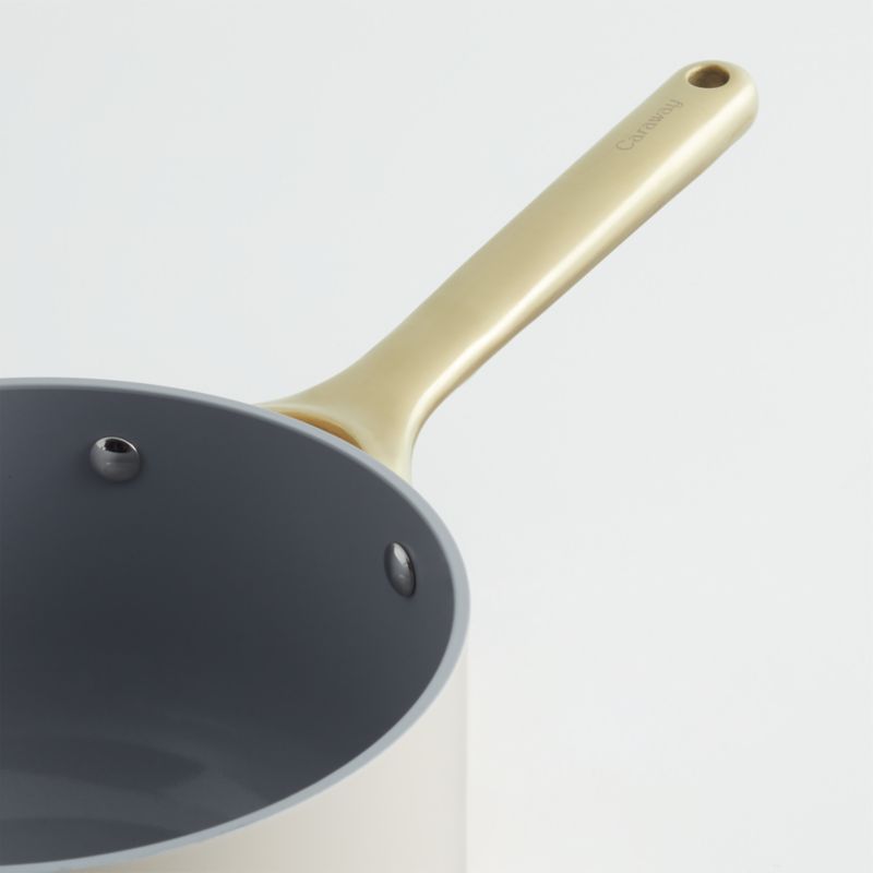 Caraway Cream Non-Stick Ceramic Saucepan with Gold Hardware - image 5 of 7