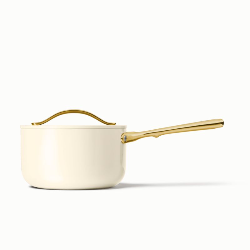 Caraway Cream Non-Stick Ceramic Saucepan with Gold Hardware - image 7 of 7