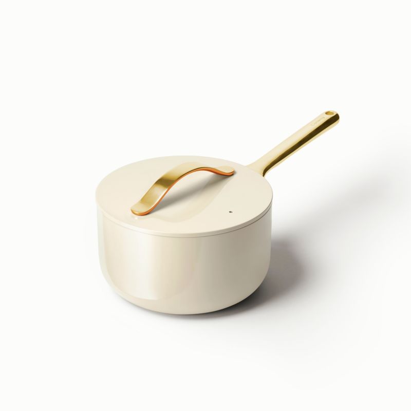 Caraway Cream Non-Stick Ceramic Saucepan with Gold Hardware - image 8 of 7