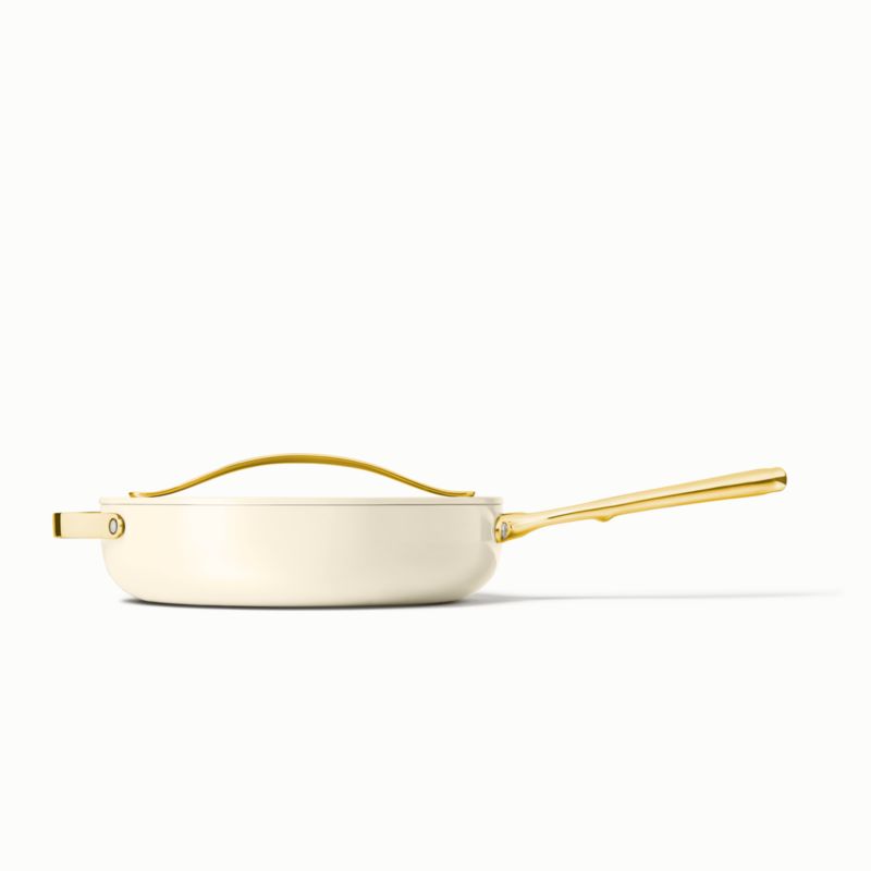 Caraway Sauté Pan in Black with Gold Handle