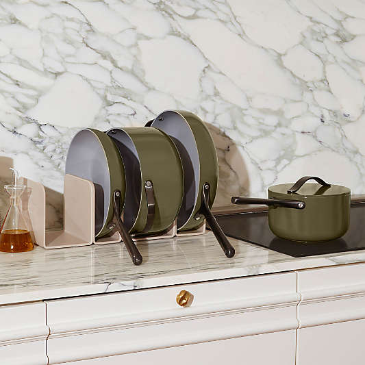 Caraway ® Olive Green Ceramic Non-Stick 12-Piece Cookware Set with Gunmetal Hardware