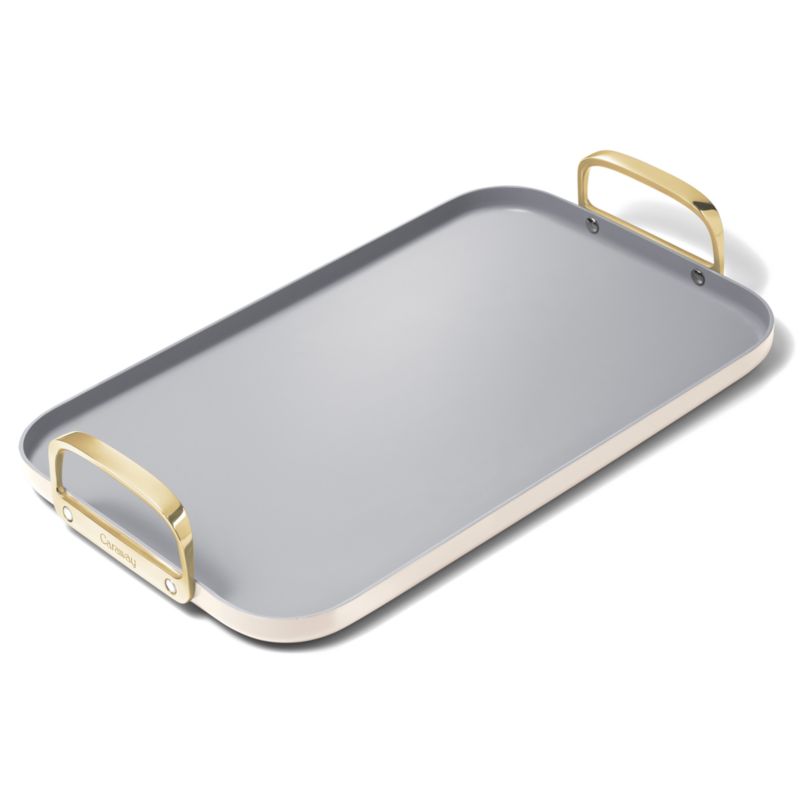 Caraway ® Cream Ceramic Non-Stick Double Burner Griddle with Gold Hardware - image 3 of 6