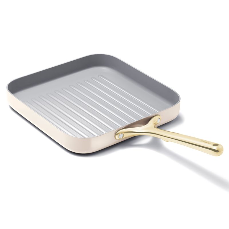 Caraway ® Cream Ceramic Non-Stick Square Grill Pan with Gold Hardware - image 3 of 4