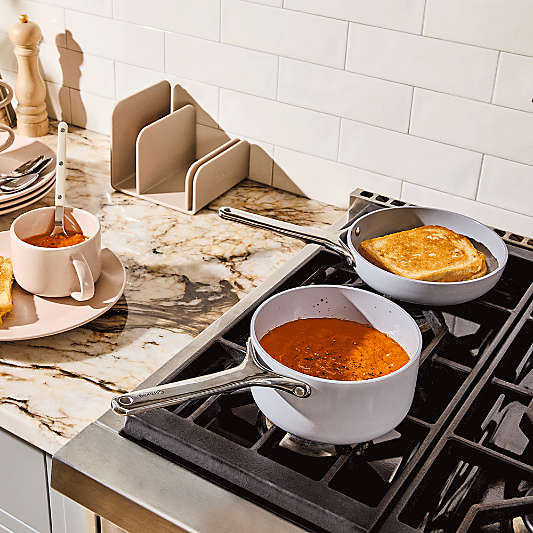 Caraway ® Grey Ceramic Non-Stick Mini Fry Pan & Sauce Pan Cookware Duo