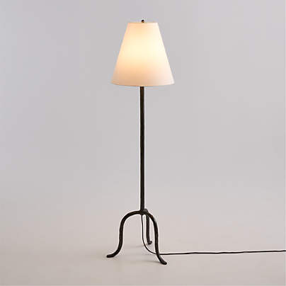 Cardiff Black Floor Lamp with White Shade 58.25"