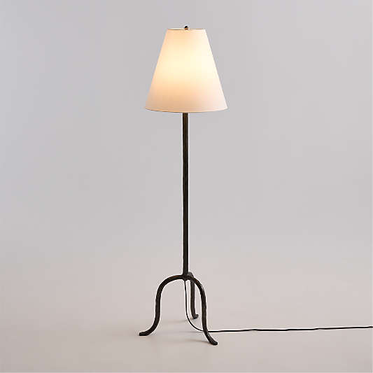 Cardiff Black Floor Lamp with White Shade 58.25"